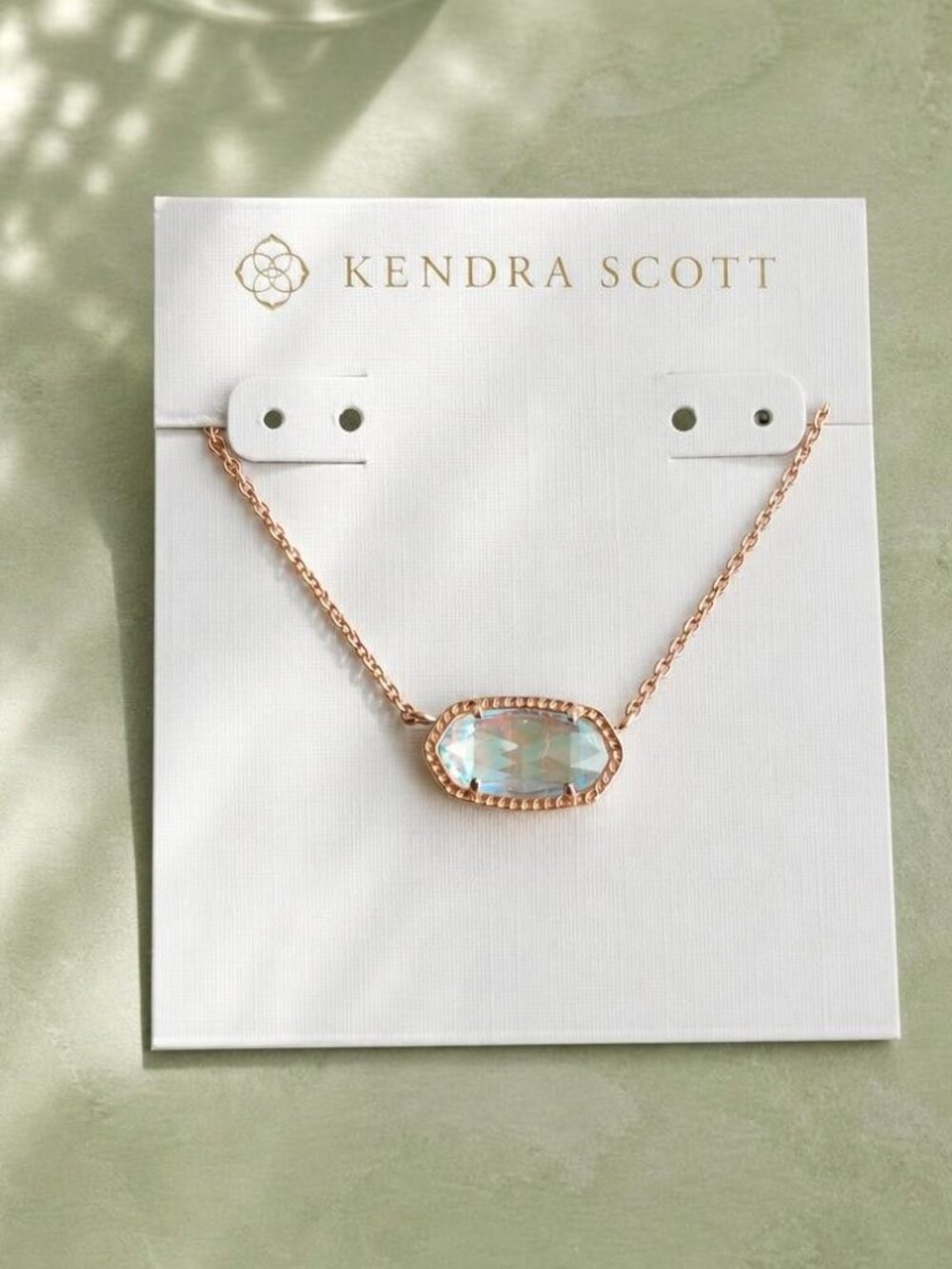 Kendra Scott Elisa Rose Gold Dichroic Glass Pendant Necklace